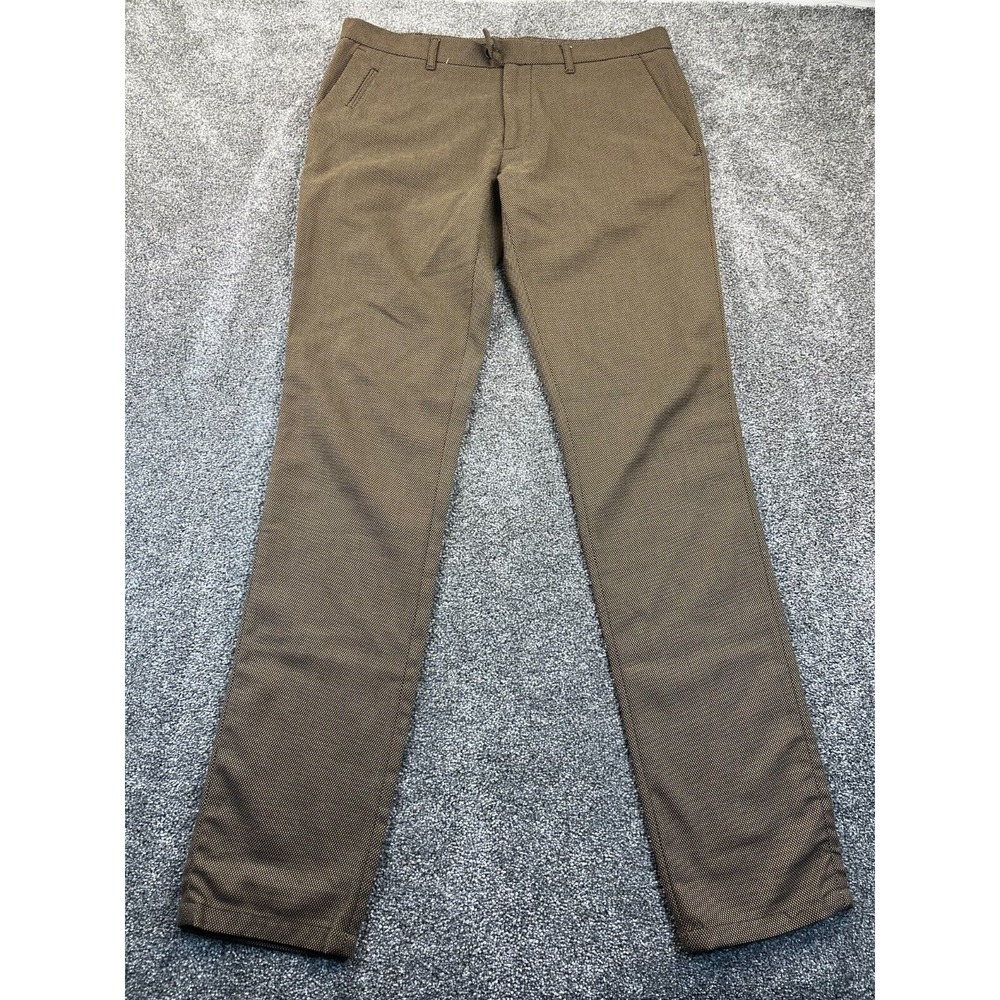 Zara Man Dress Pants Mens Size 32 Mid Rise‎ Slim Fit Flat Front 32" Inseam Brown